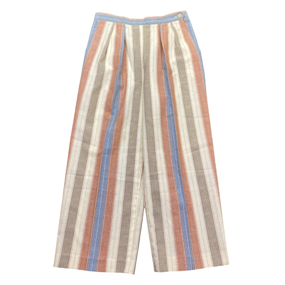 Vintage Wyndham Collection Striped Wide Leg Pants High Waisted Silk Blend Sz 12